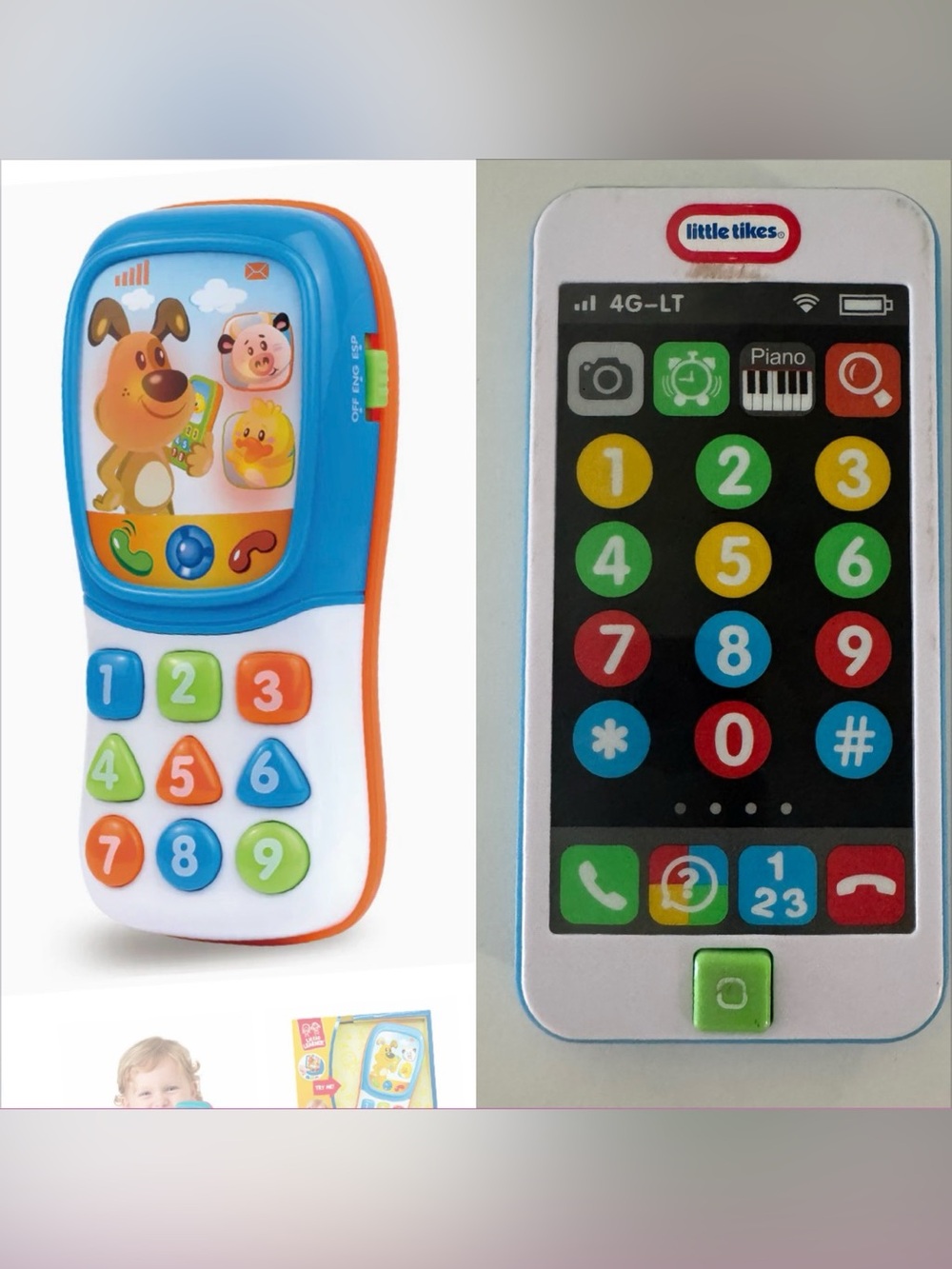 Colorful Kids Talking Toy Phone - Blue/Orange/White. 2 different phones.